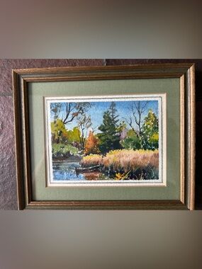 “LATE BLOOMER LAGOON”  1963 water color by Chester Bratten signed